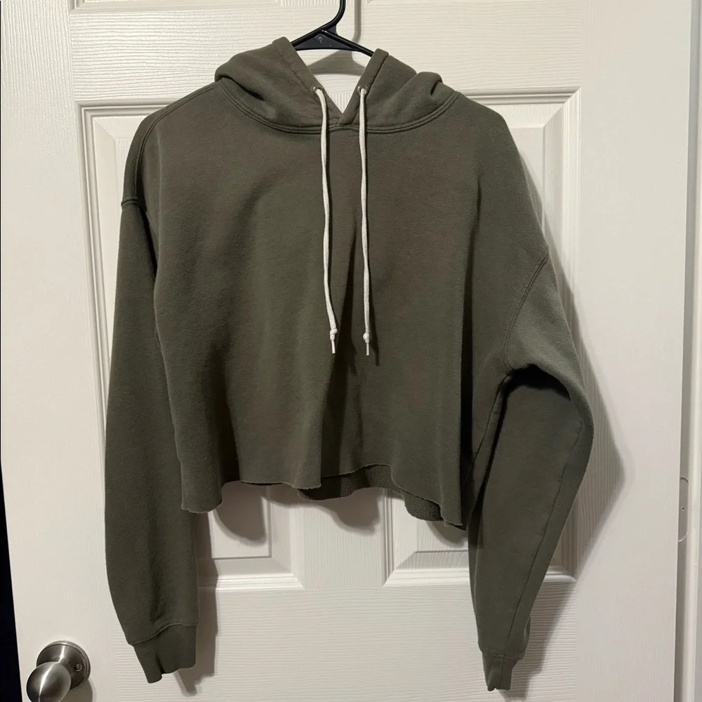 Army Green Cropped Sweater - Picture 1 of 3
